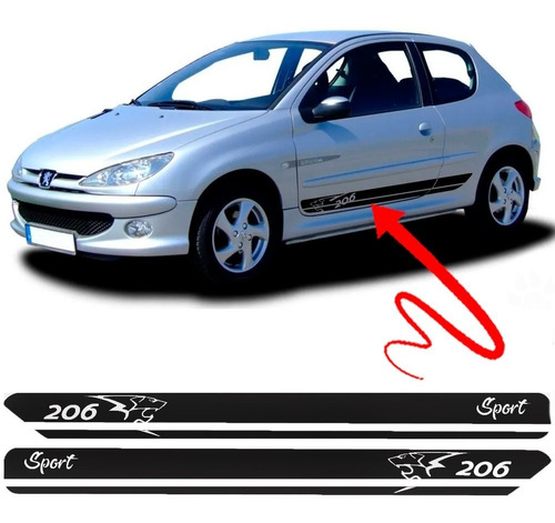 Adesivo Faixa Lateral Peugeot 206 Sport - Todos Os Anos