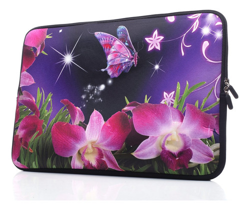 Funda Neopreno Para Laptop Asa Oculta Mujer Flor Rosa