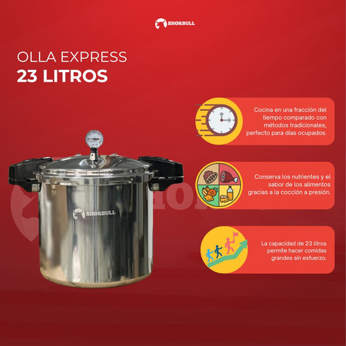 Olla Express Presion 23 Litros Shorbull Valvula Seguridad