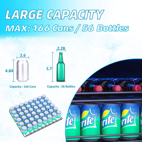 Erivess Mini Refrigerador De 5.3 Pies Cúbicos Para 166 Latas