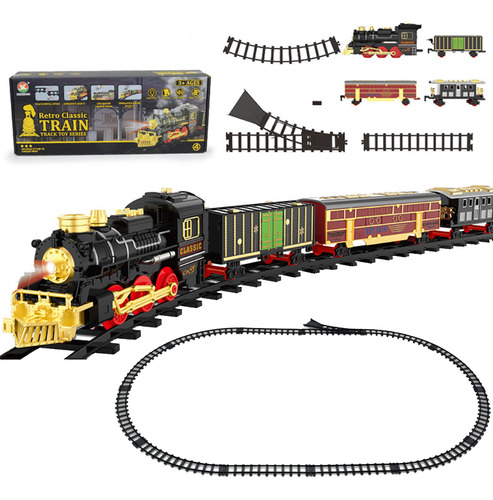 Tren De Vapor U Electric Con Sonido Y Luz Retro Para Niños