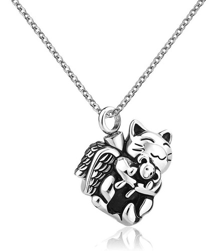 Collar Con Colgante Para Cenizas Con Forma De Gato Bajo Para