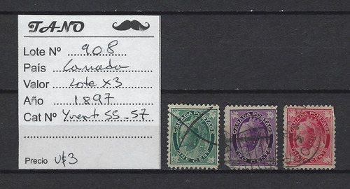 Lote908 Canadá Lote De 3 Estampillas Año 1897 