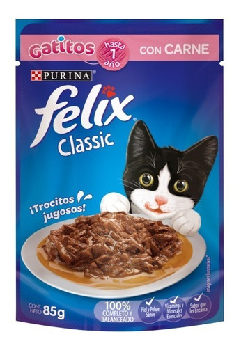 Sachet Felix Gatitos Sensacion Carne Salsa 15 Un. Santiago