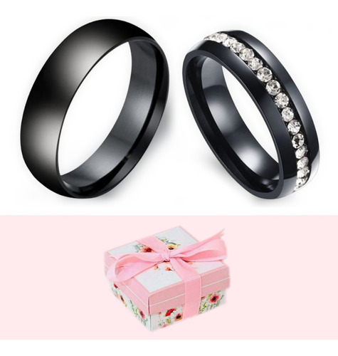 Par Anillos De Promesa Churumbela Novios + Cajita De Regalo 