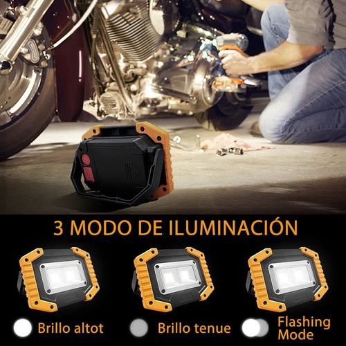 Linterna De Trabajo Led Cob Multifunción, Portátil Y