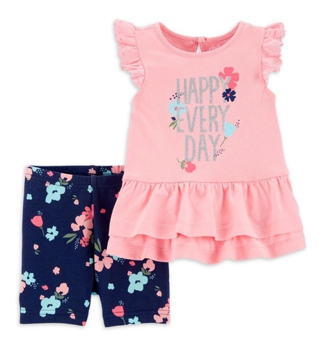 Carters Conjunto Bebe Niña 2 Piezas Short + Blusa Original