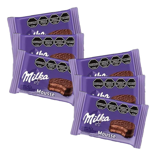 Alfajores Simple Milka Mousse De 42gr Caja X 6 Unidades