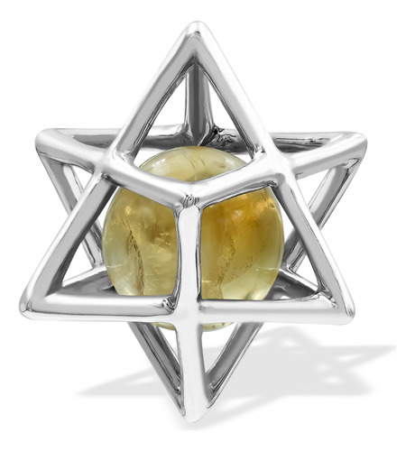 Dije De Plata Con Esfera De Citrino En Merkabah Pequeño Color Amarillo