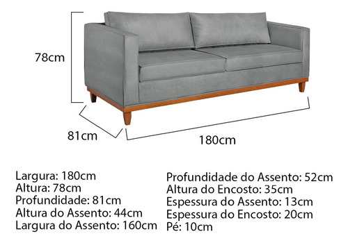 Kit Sofa 3 Lugares E 2 Poltronas Europa 180 Cm Bouclé Cor Cinza