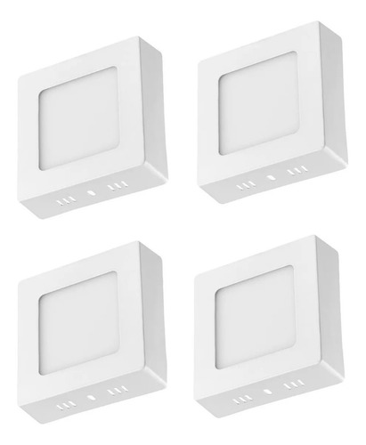 Pack 4 Foco Led Plafon Cuandrado 6w Panel Sobrepuesto