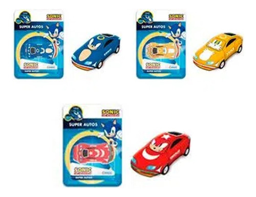 Super Autos Vehiculo A Fricción Coleccion Marvel Disney Cars Personaje Sonic The Hedgehog