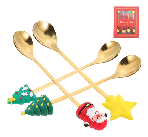 Juego De Cucharas Navideñas Para Servir Café