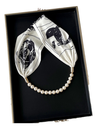 Cachecol De Seda Feminino M Com Estampa Elegante, Pescoço