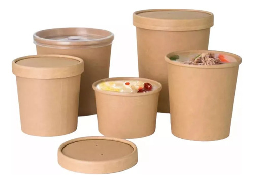 Envase 16 Oz Para Helado Biodegradable De Bambu Con 500 Pzas