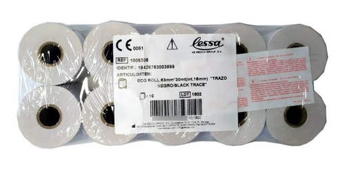 Papel Térmico Para Ecg 63 Mm X 30 M, Importado Lessa X10