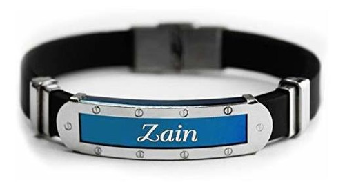 Nombre Ra Zain - Personalizado Mens Silicona Y Azul Del Tono