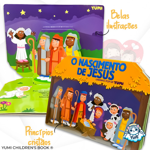 Livro Bíblico Ilustrado Para Crianças: O Nascimento De Jesus Pop-up | A Bíblica Da Criança 3d -capa Dura