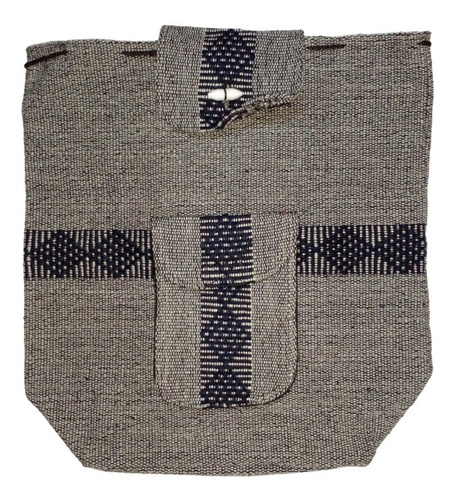 Mochila Mexicana Hecha A Mano, Mxnat-002, 2 Pzas, 10kg, Gris Color Gris/ Azul Marino