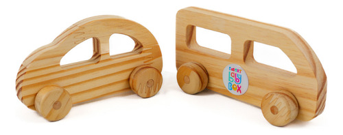 Kit De Carrinhos Madeira Brinquedo Montessori Carro E Ônibus