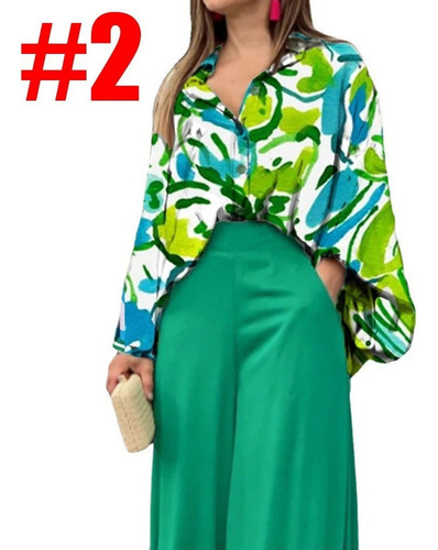 Conjunto De Camisa Con Estampado Suelto Y Pantalones