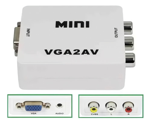 Convertidor Adaptador Vga A Rca  Audio Video