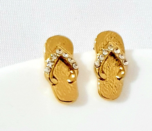 Aretes Huarache Oro Lam Y Brillantes