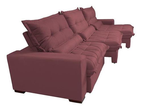 Sofá Retrátil Reclinável 3,52m Pocket Cama Inbox Soft Vinho