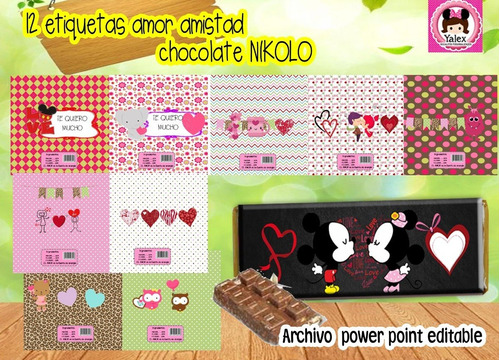 12 Envoltura Chocolate Nikolo Amor Kit Imprimible Editables