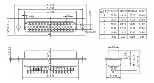 Uxcell D-sub Conector Db26 Enchufe Hembra De 26 Pines 3-fila