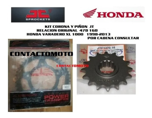 Kit Corona Y Piñon Varadero Xl1000 -98/13 Honda Jt 16/47