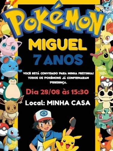 Convite Digital De Aniversário - Anime Pokémon Go Pikachu 