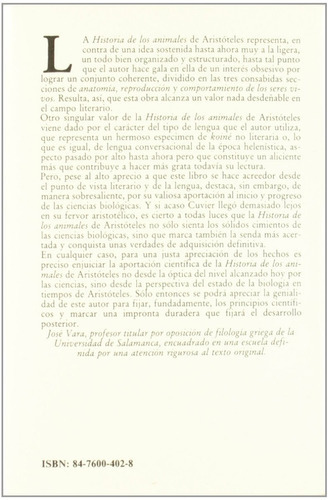 Historia De Los Animales Aristoteles De Aristóteles Editorial Akal Tapa Blanda En Español 1990