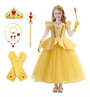 Disfraz De Princesa Bella Vestido Beauty Y Beast Para Niños Fiesta Cumpleaños Carnaval Cosplay Navidad Halloween