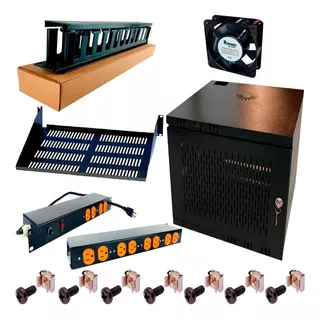 Rack Gabinete 11ru Pared + Bandeja+ Multitoma 12+ Organiza