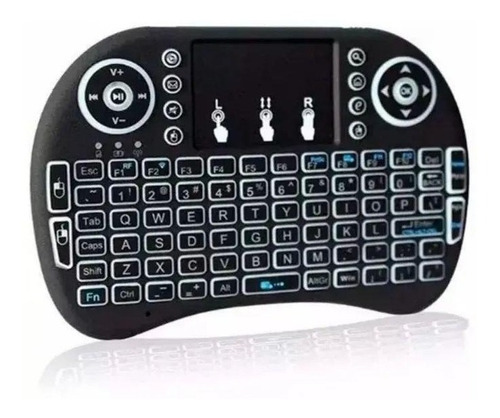 Mini teclado inalámbrico inalámbrico Smart TV, ratón con luz LED iluminada, color negro, teclado, color negro