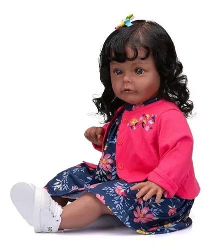 Boneca Bebe Reborn Morena Em Tecido Realista Original 60cm