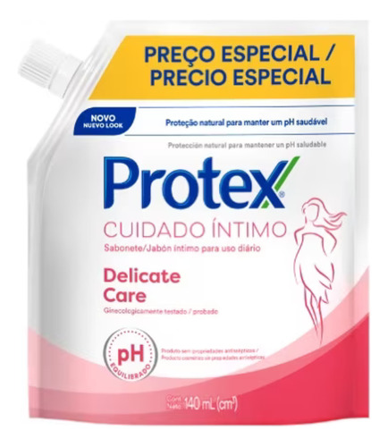 Sabonete Líquido Íntimo Cuidado Íntimo Delicate Care Em Refil 140ml Protex