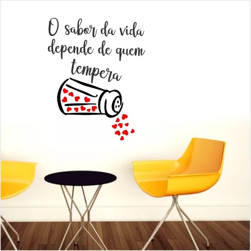 Papel de Parede Painel Frase Sabor da Vida-Branco