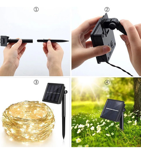 Cadena De Luces Solares Parpadeantes, 200 Led, Para Decoraci