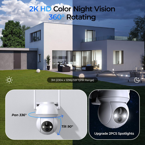 Câmera De Segurança Tovdor Solar Outdoor 2k 360° View Wifi 6