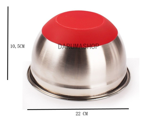 Imagen 2 de 7 de Bowl Acero Inoxidable Base Silicona 22cm Reposteria Cocina