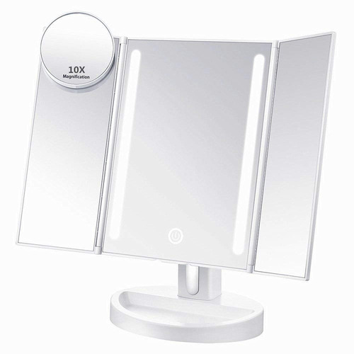 Assis Led Lighted Makeup Mirror With, 10x Magnification Led Lighted Makeup Mirror