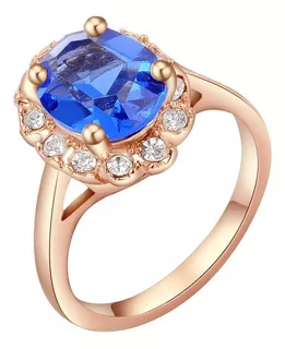 Anéis De Compromisso De Cristal De Diamante Para Mulher Azul