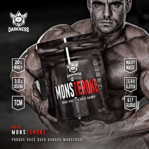 Suplemento de proteína en polvo con sabor a chocolate Monsterone de Medica Darkness en una bolsita de 3 kg