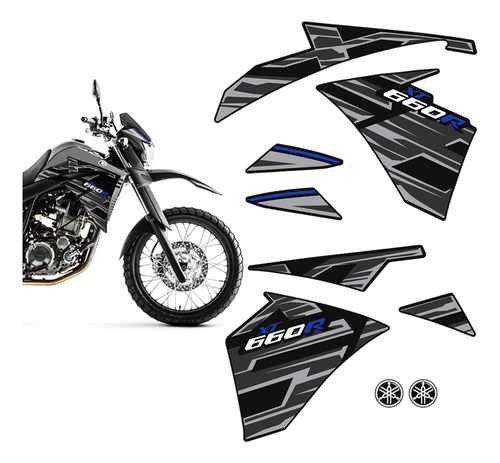 Adesivos Yamaha Xt 660r 2015/2018 Faixa Lateral + Emblemas