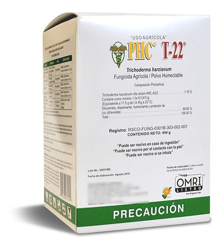 Phc Trichoderma Cepa T-22 Orgánico Bio Fungicida 454 Gr