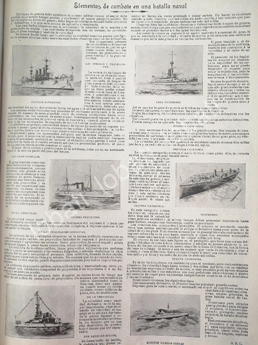 Cartel Retro Tipos De Barcos Y Batallas Navales 1898 /