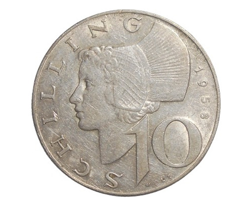 Austria Moneda De Plata 10 Schillings 1958 7,5 Grs  Km#2882 