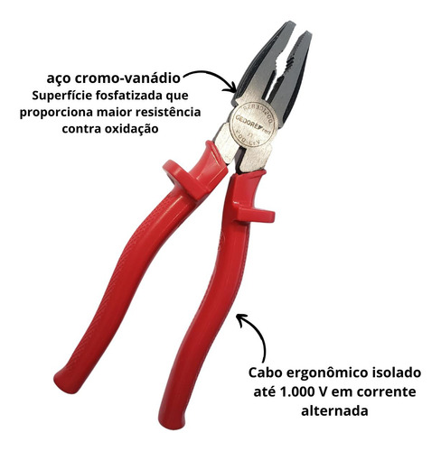 Alicate Universal 8 Pol Cabo Isolado 1000v Gedore Red